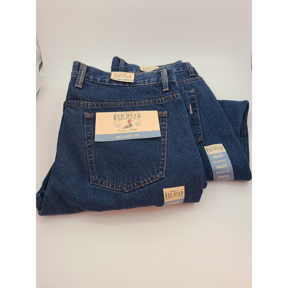 RedHead Brand Co. Relaxed Fit Blue Jeans Classic Five Pocket. 36X32 NWT Lot of 2